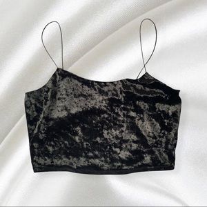 garage velvet spaghetti strap crop top